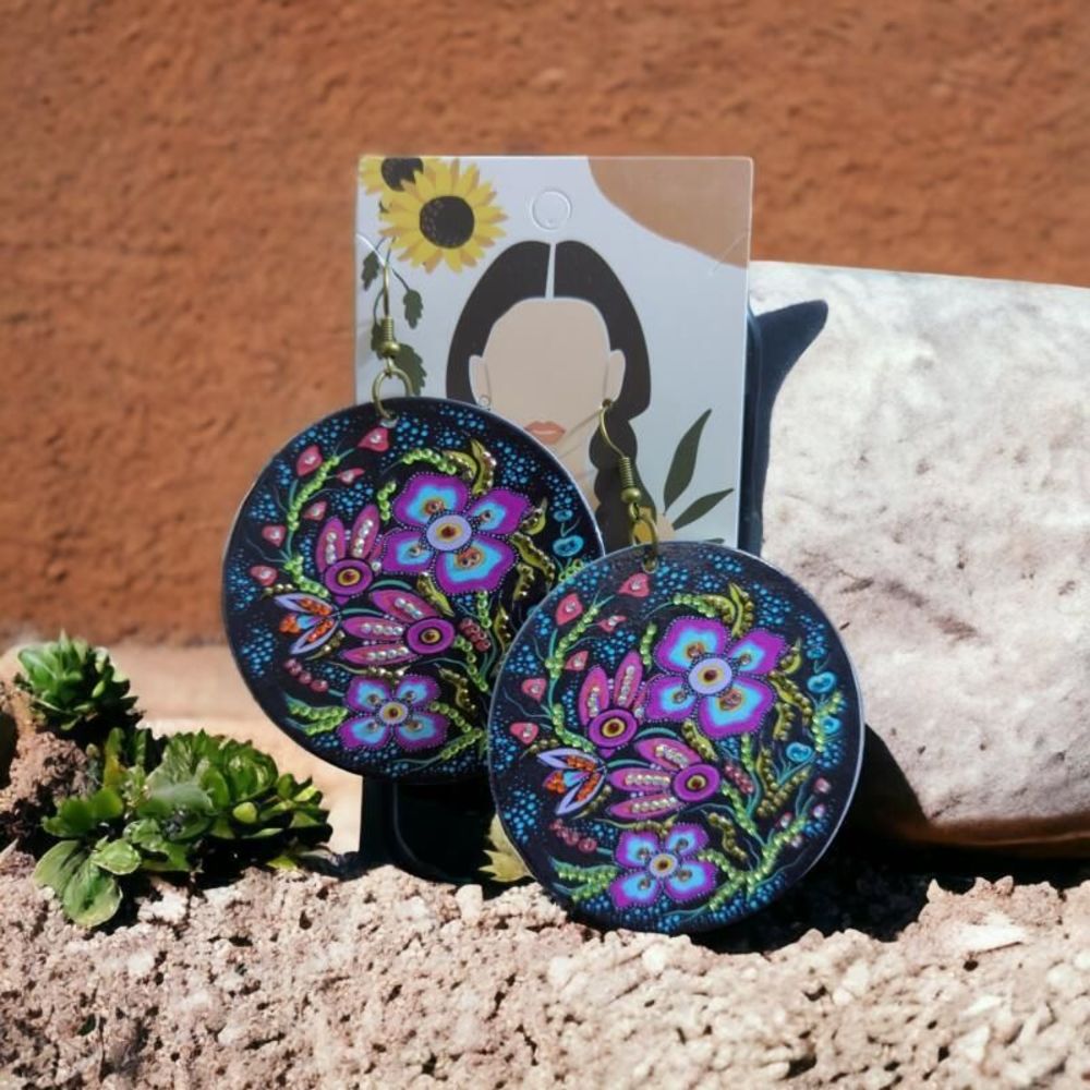 Wooden Floral Earrings - Handmade